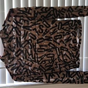 Dark Tan With Black Letters Mesh Top